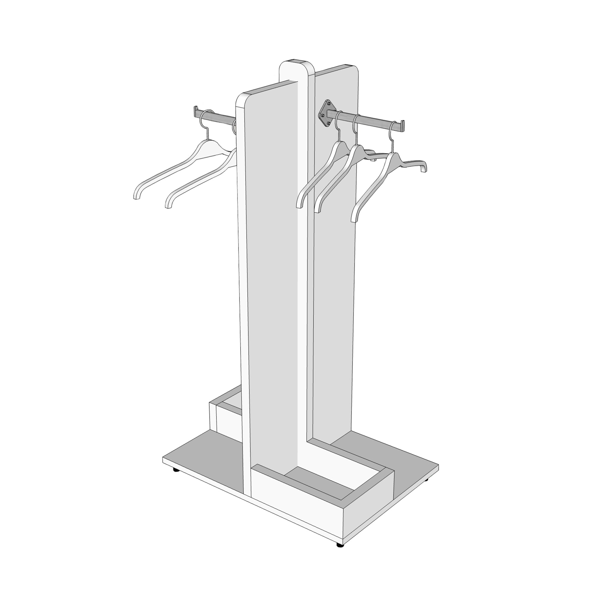 apparel store freestanding coat display fixtures with hooks