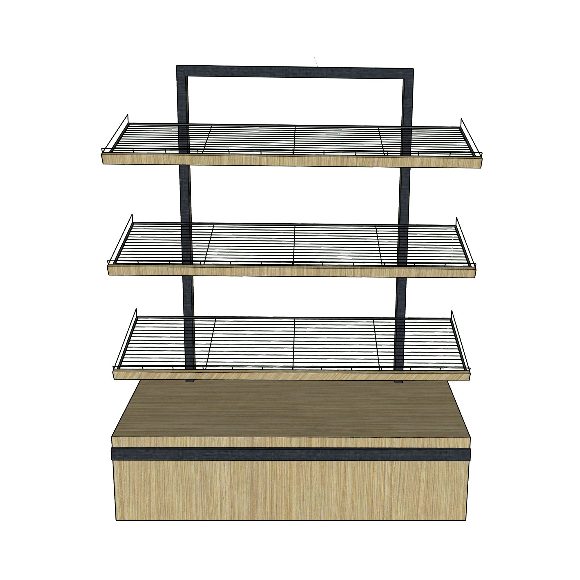 Rak Display Toko Roti Dengan Rak Miring Gridwall