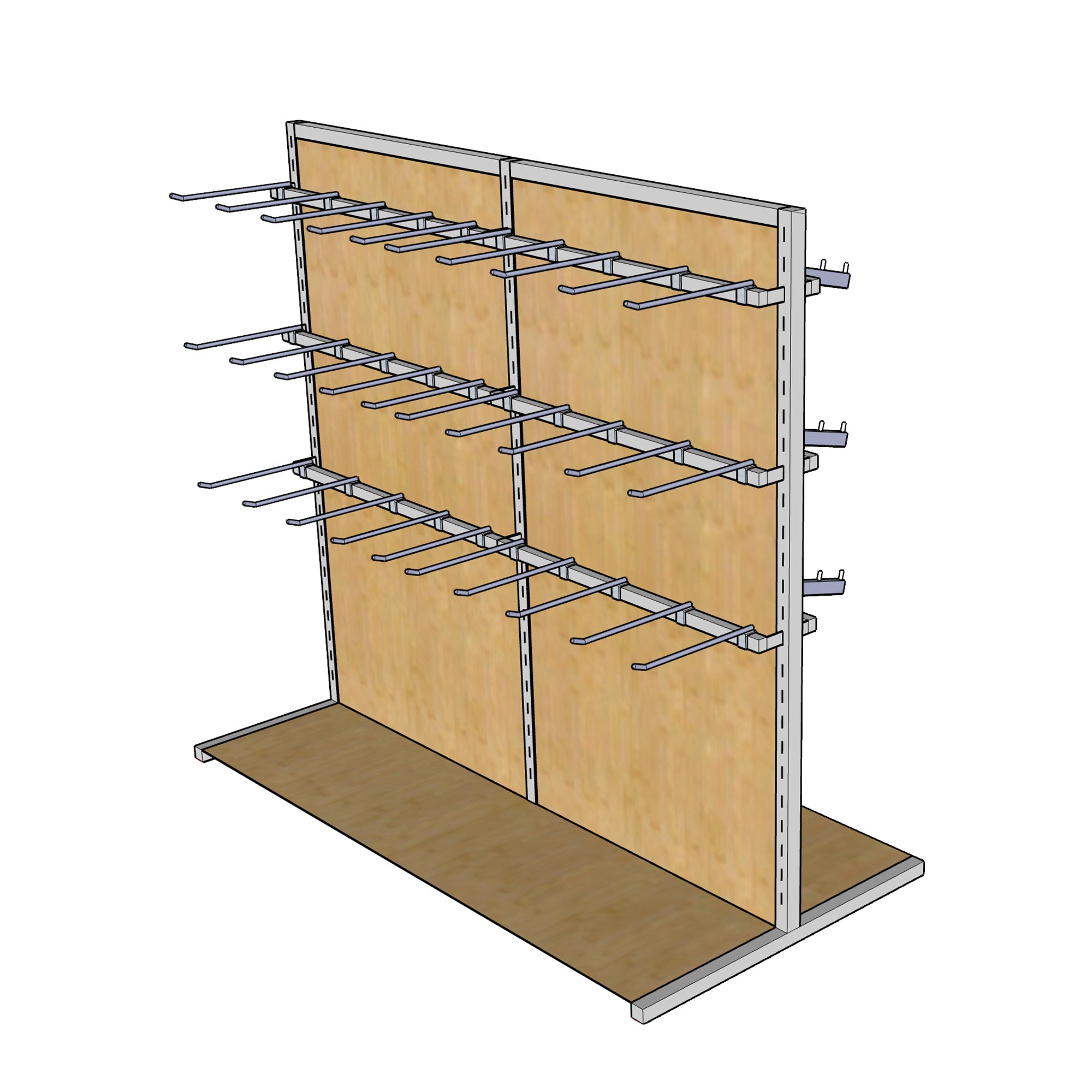 Double-Sided Gondola Clothing Display Racks With Hook