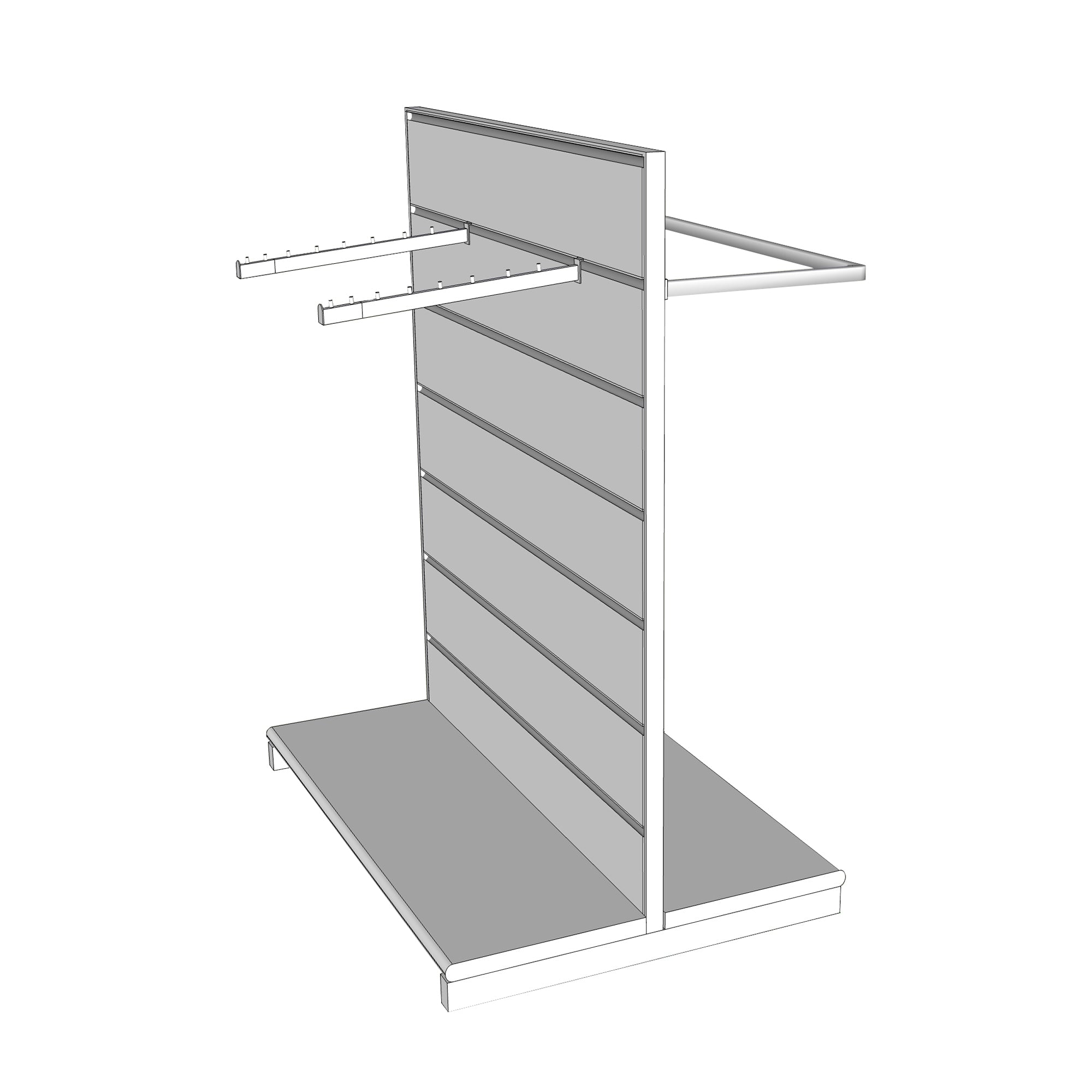 Double-sided Slatwall Display With Hook and Hangrail