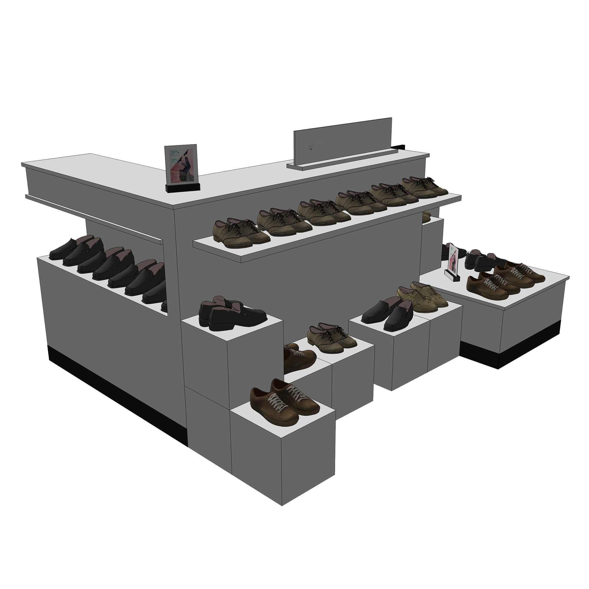 Customizable Wood Shoe Display Table for Footwear Store Fixtures