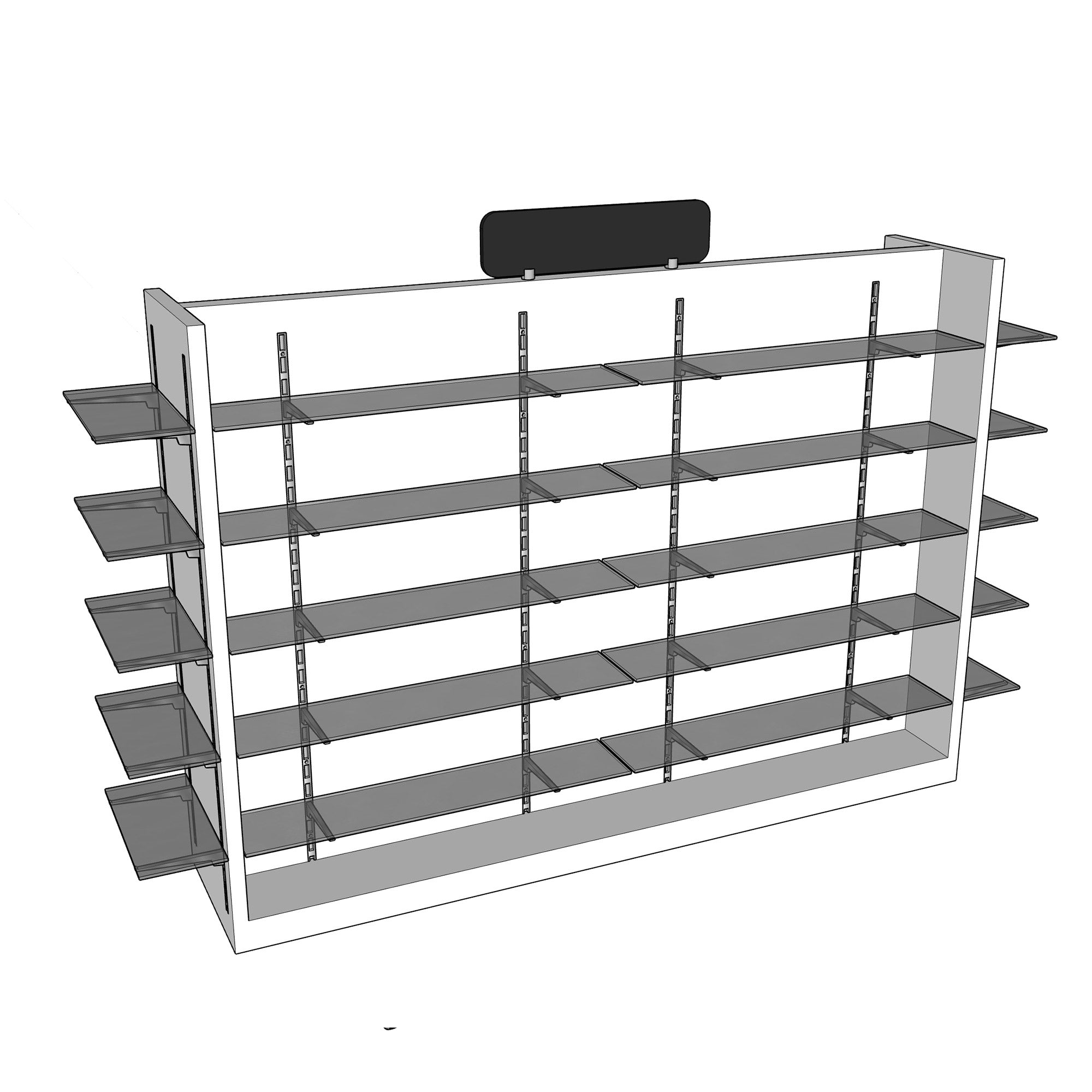 pharmacy store gondola racking system with two end caps