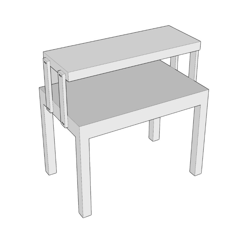 rectangular 2 tier nesting table