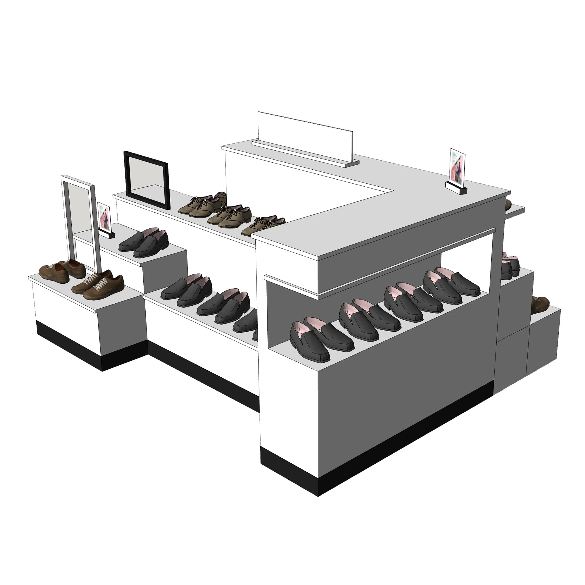 Customizable Wood Shoe Display Table for Footwear Store Fixtures