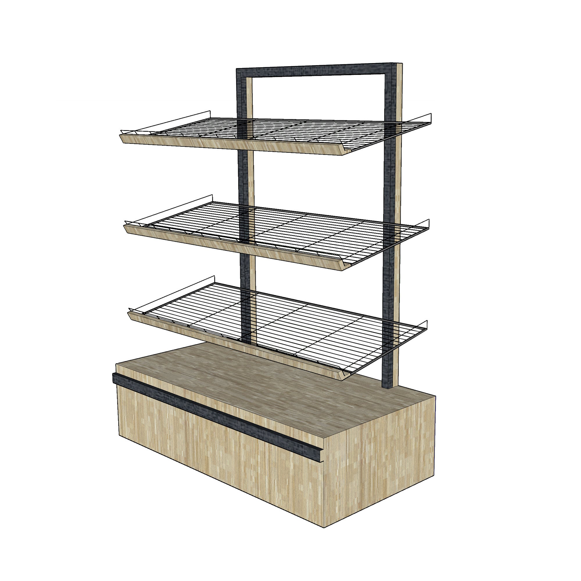 Bakery Display Shelving With Gridwall Slanted Shelves
