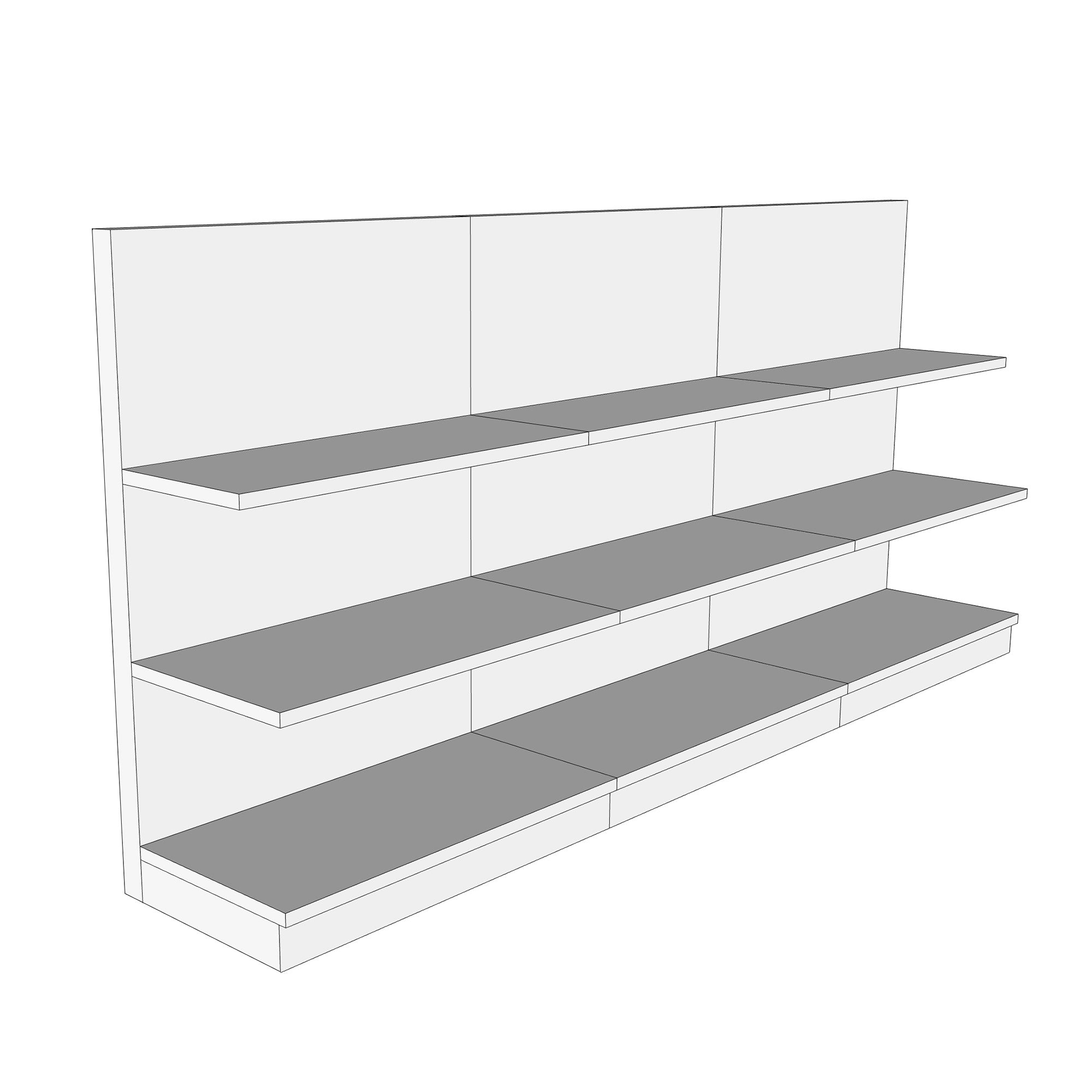 single sided gondola shelving wall display retail grocery shelving