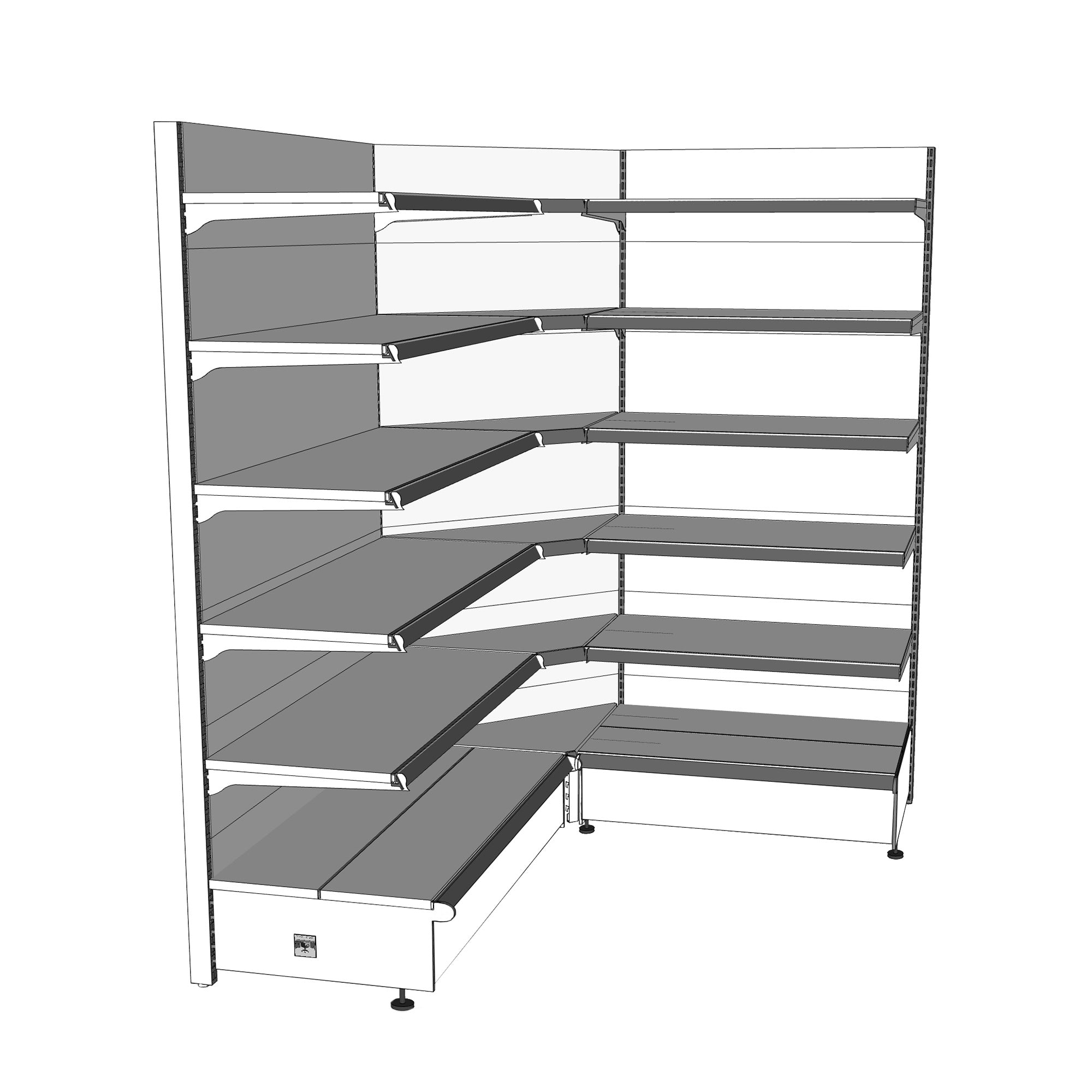 six tiers shelves gondola corner display shelving