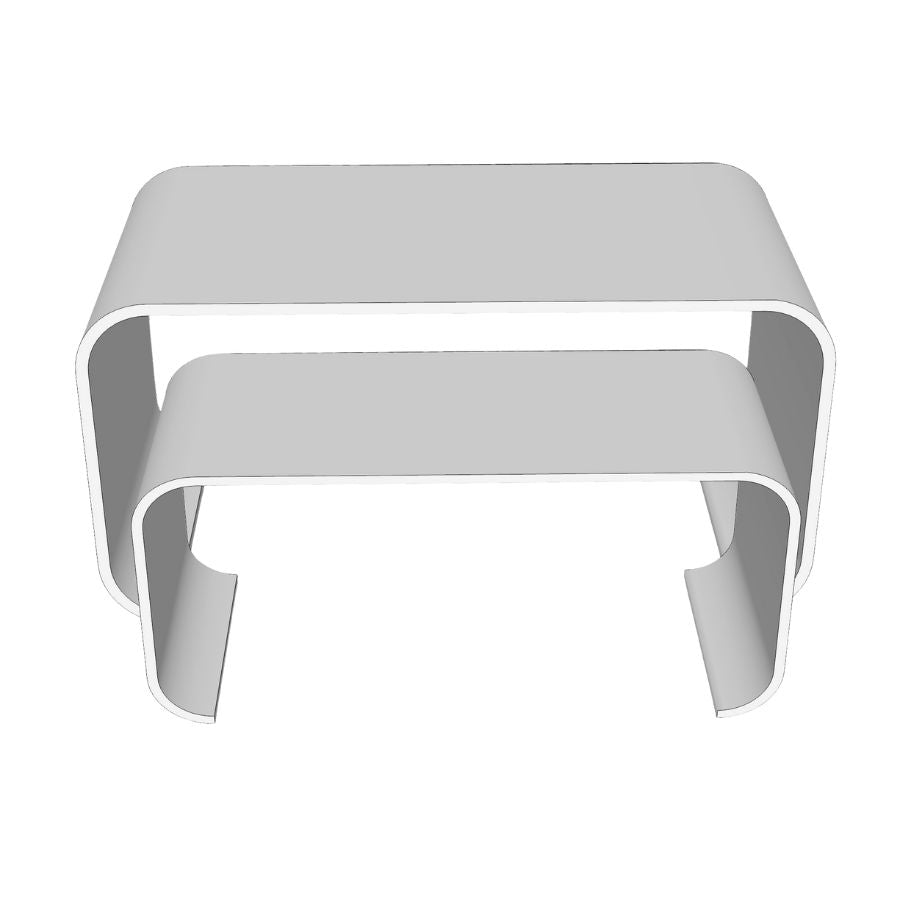 sleigh legged retail nesting tables curved
