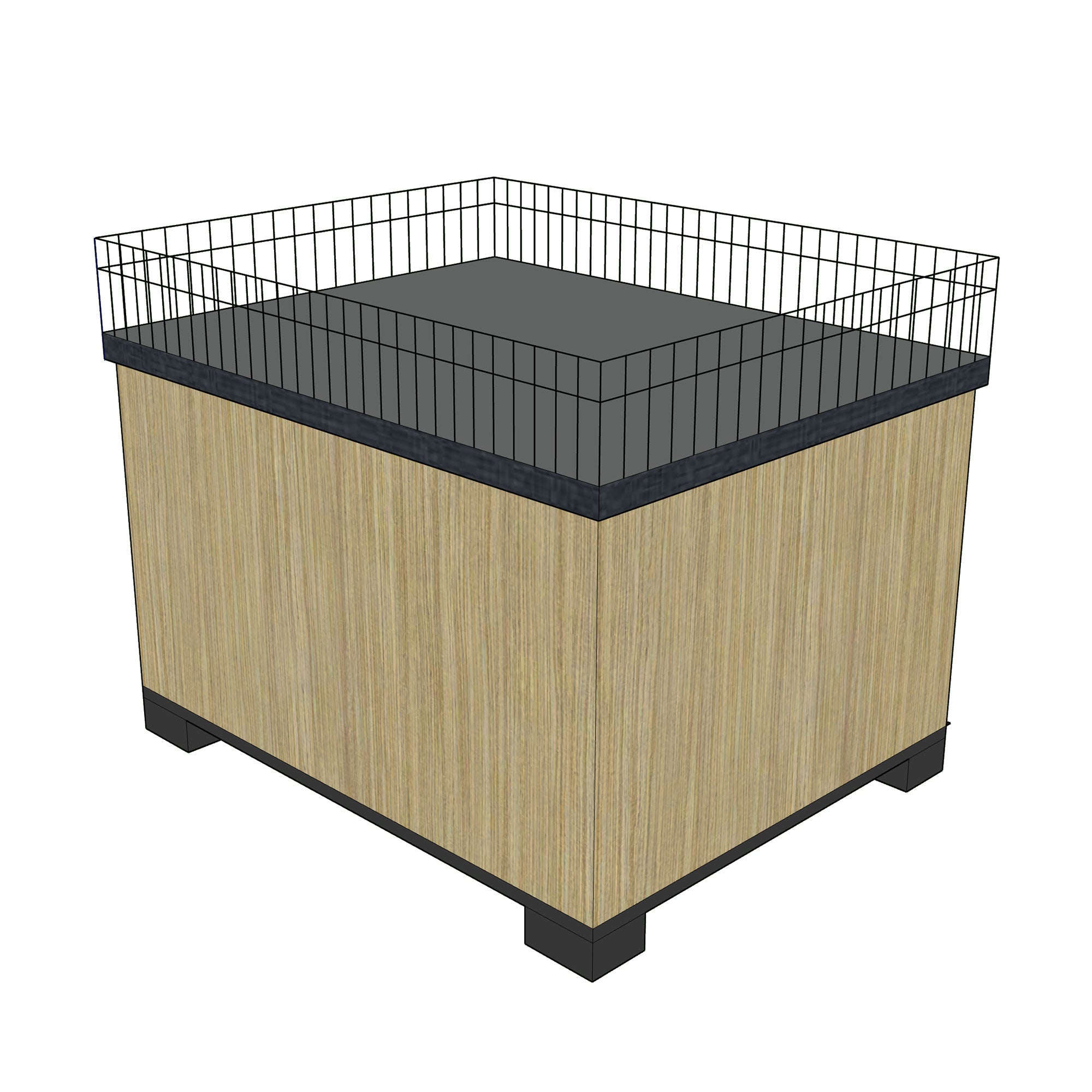 supermarket promotional table with wire guardrail