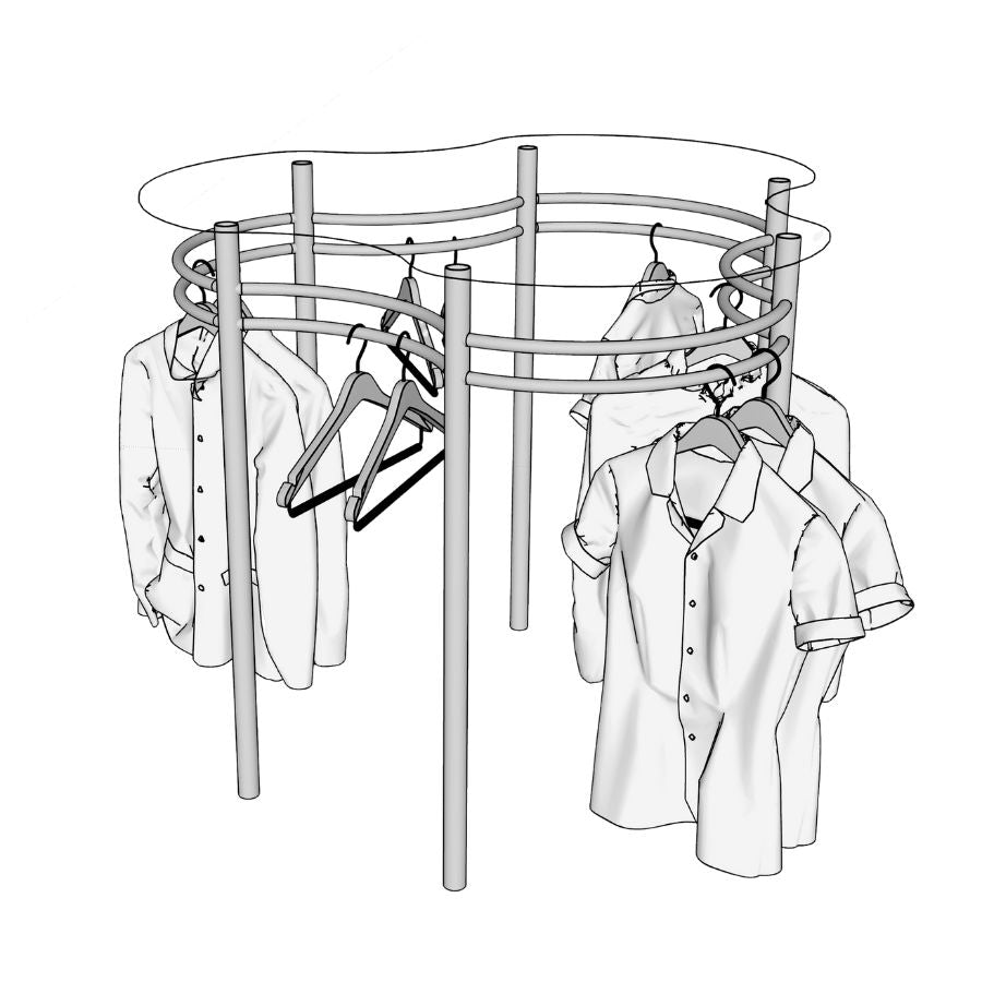 apparel store modern clothing rack with a topper