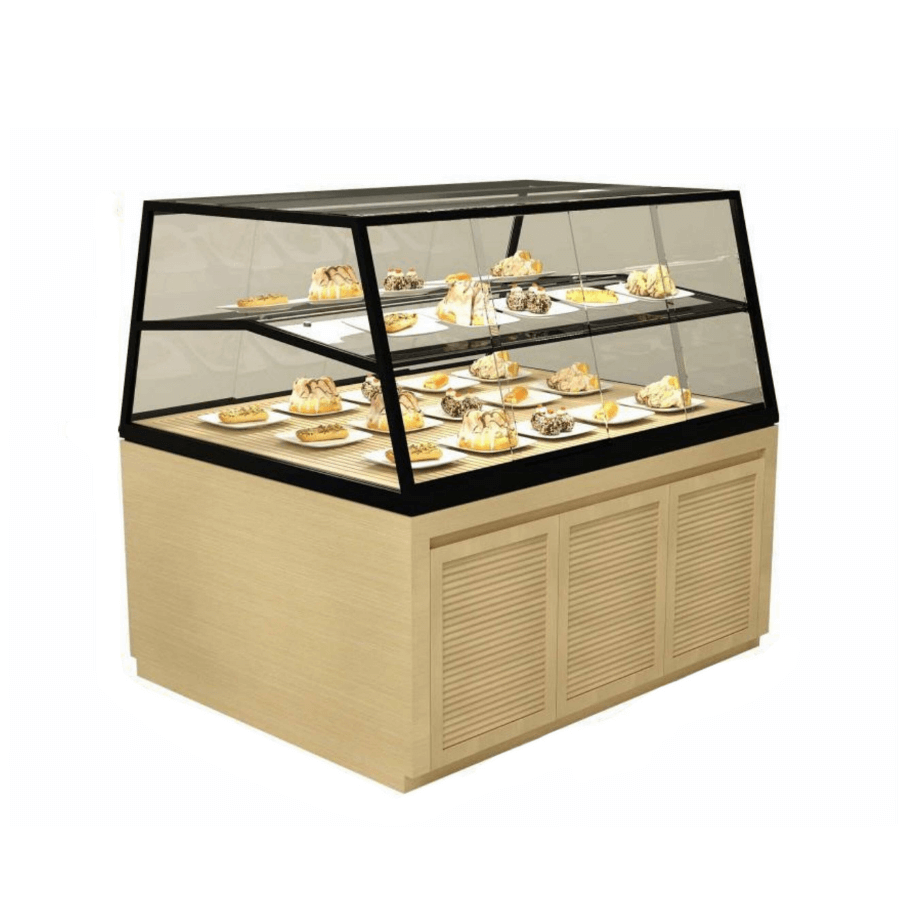 island type dry pastry bakery display cases full vision 