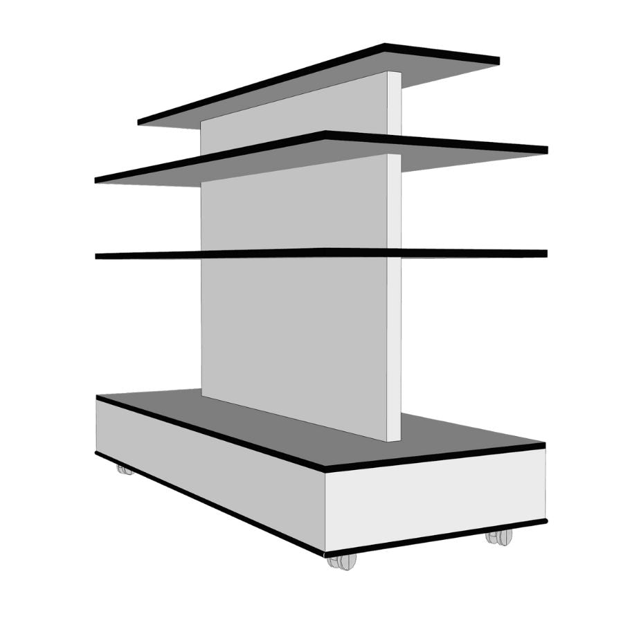 movable tiered display table with wheels