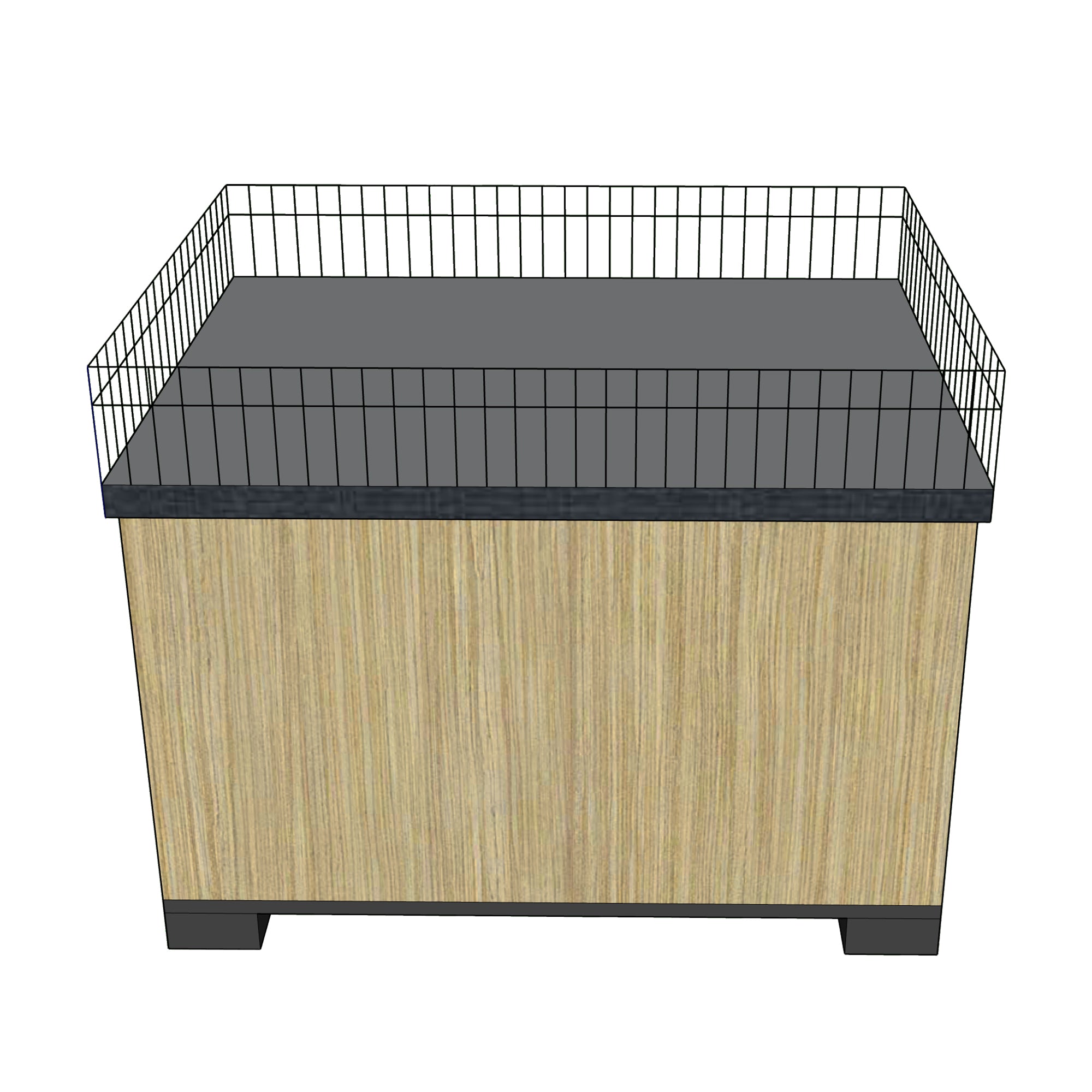 supermarket display sales promo table with wire fence