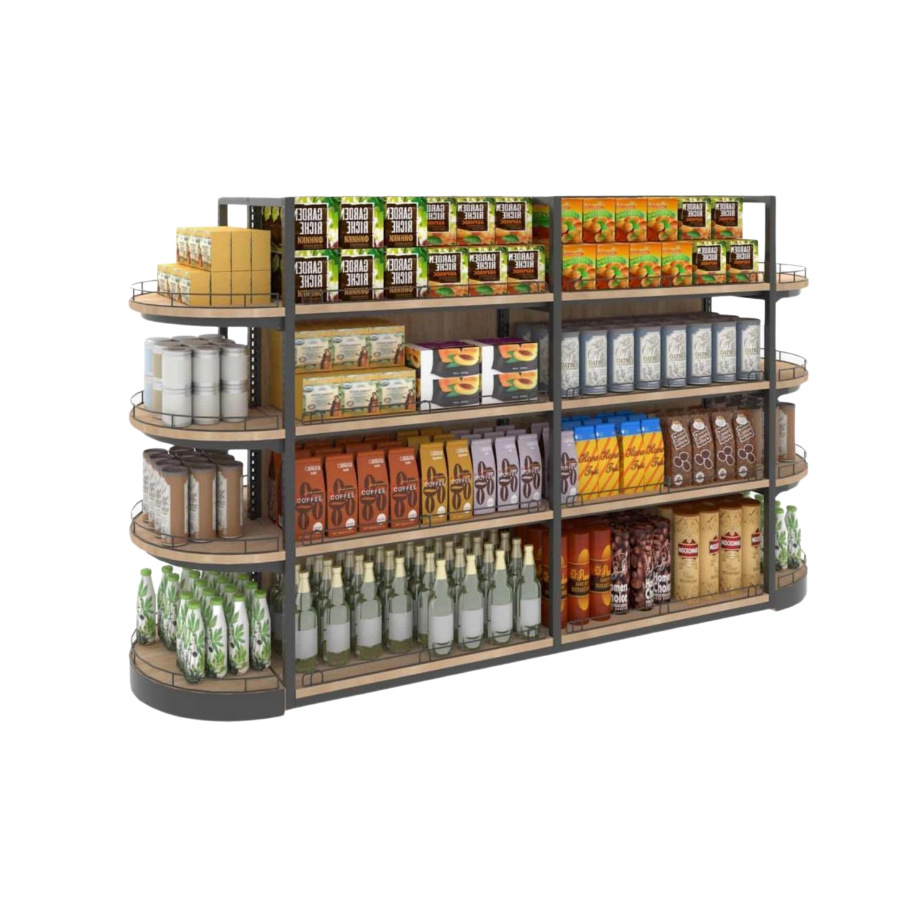 Combo Gondola Store Shelving Island Display With End Cap