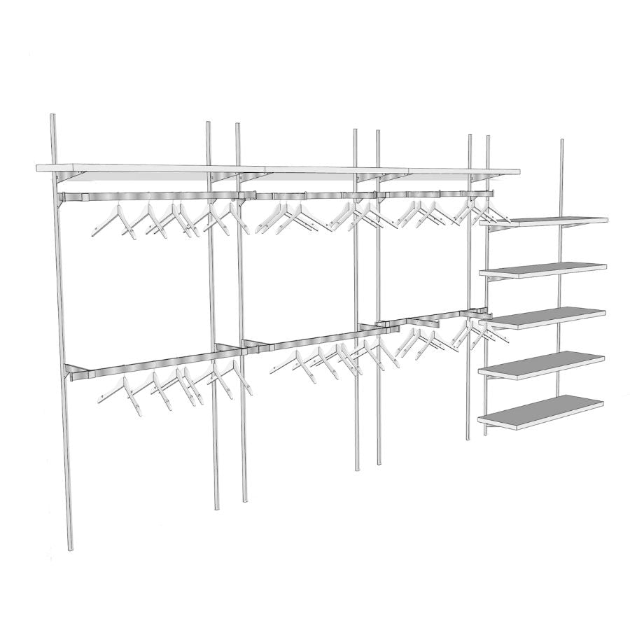 wall mounted apparel rack with shelves